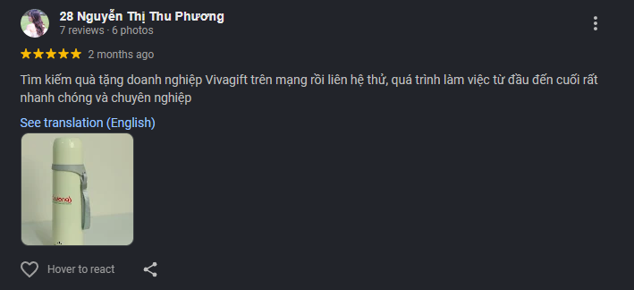 Ảnh chụp review Google Maps của Nguyễn Thị Thu Phương về VivaGift