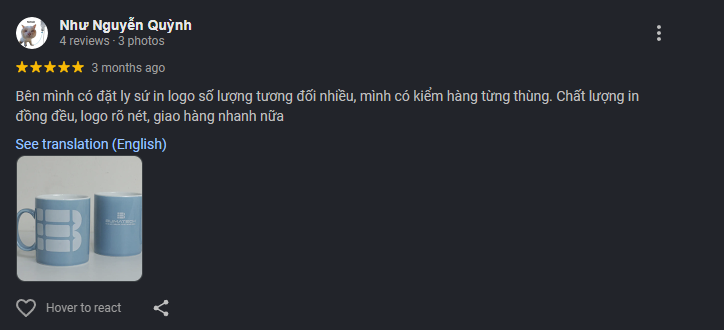 Ảnh chụp review Google Maps của Như Nguyễn Quỳnh về VivaGift